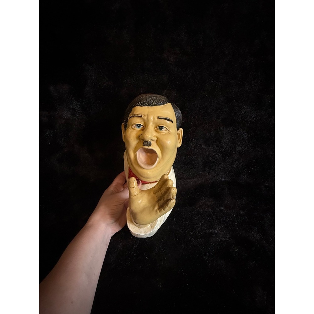 Vintage Laurel Hardy Bust Open Mouth Novelty Decor Hand Painted Sculpture